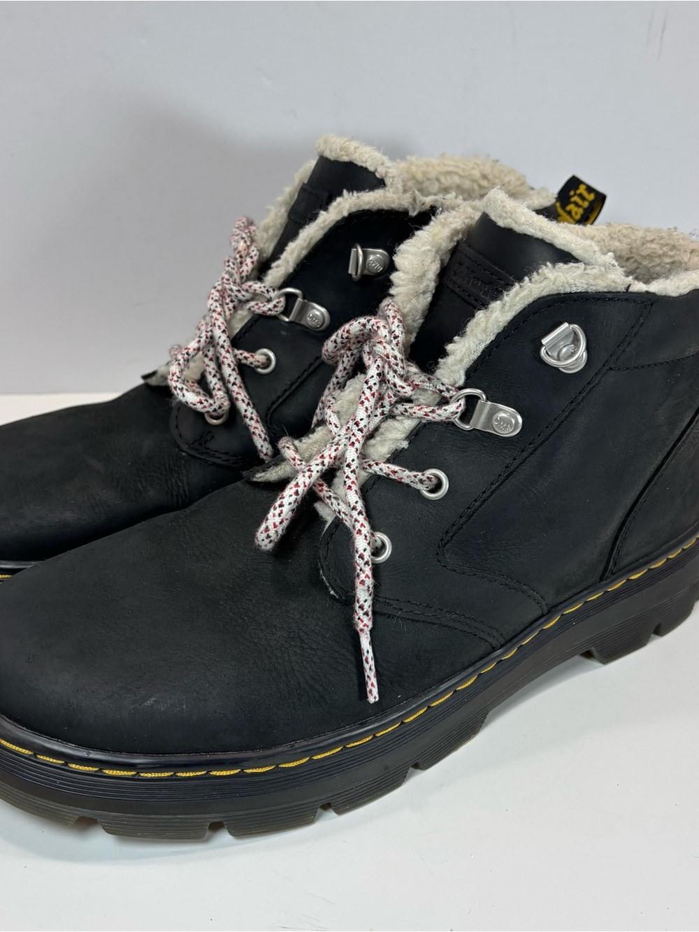 Dr. Martens Womens Sz 11 Bonny Black Leather Shearling Lined Ankle Lace Up Boot - Picture 2 of 10